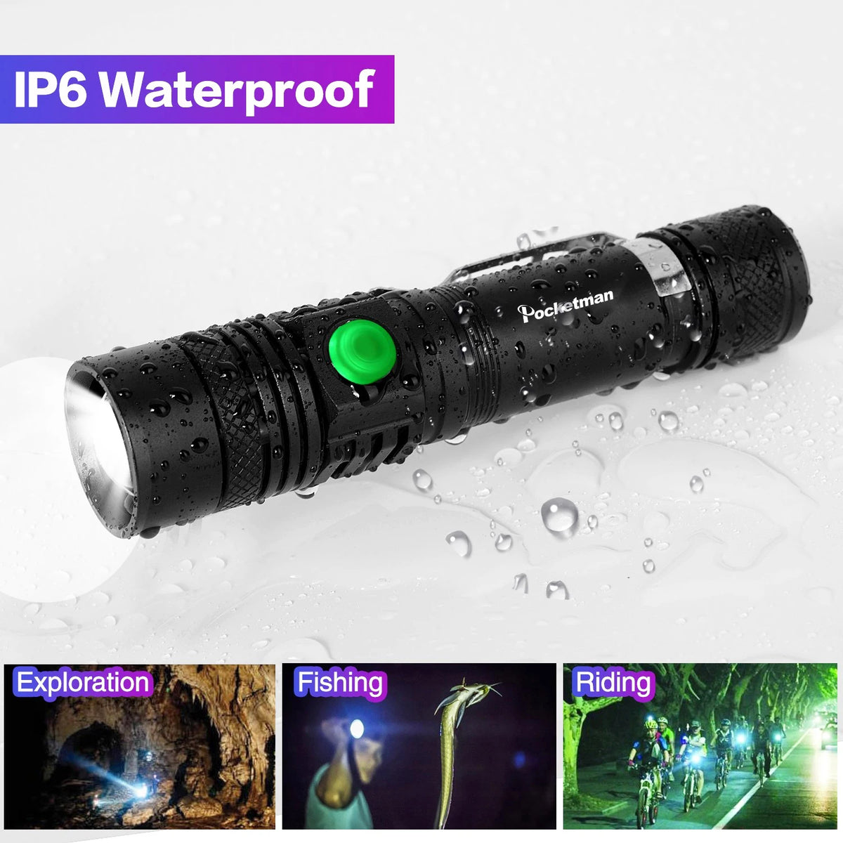 LED Torch Powerful Flashlight USB Rechargeable Flashlights Zoom Bicycle Light Torch Use 18650 Battery